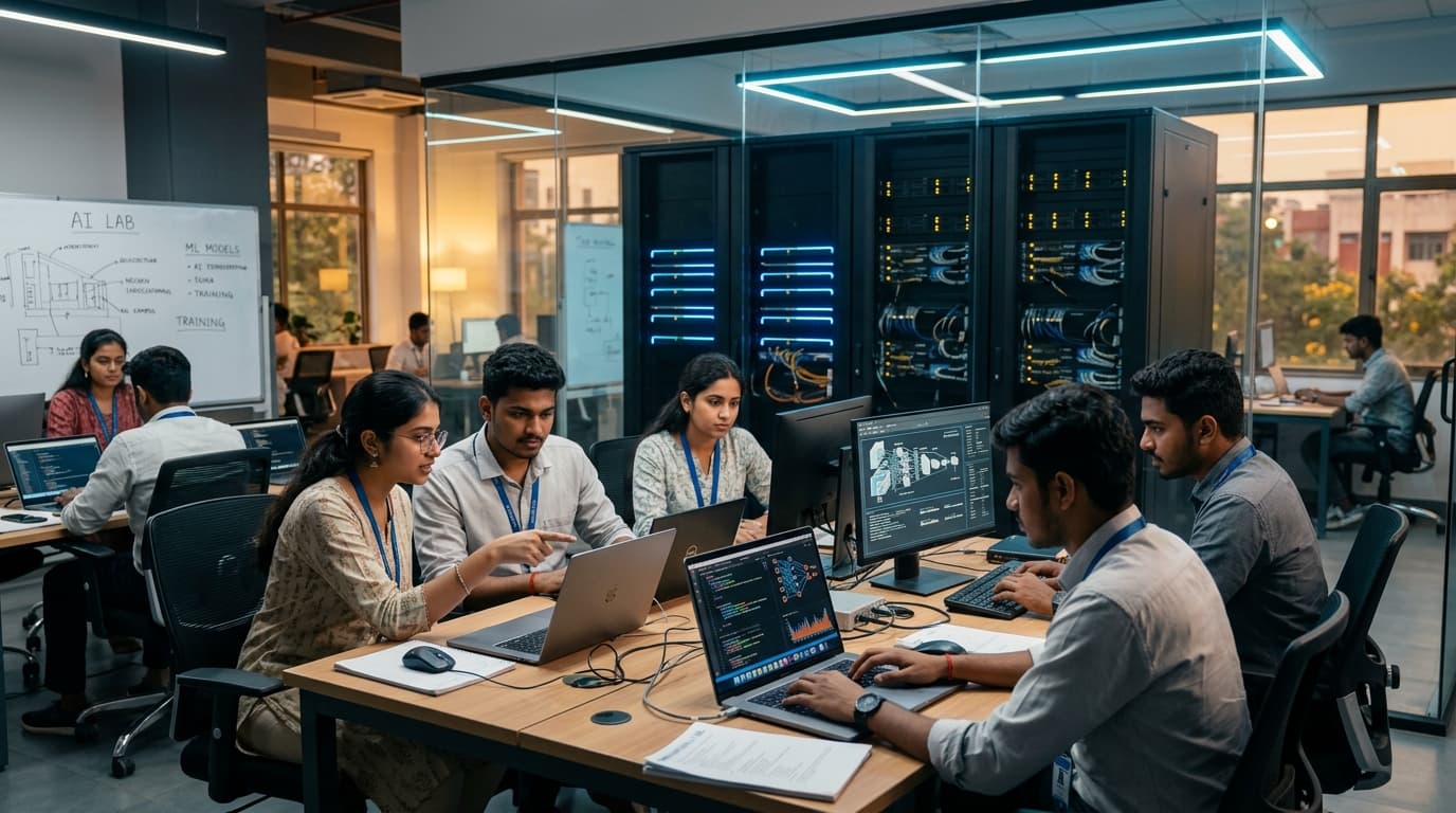 Students learning AI using GPU-powered computing infrastructure in India